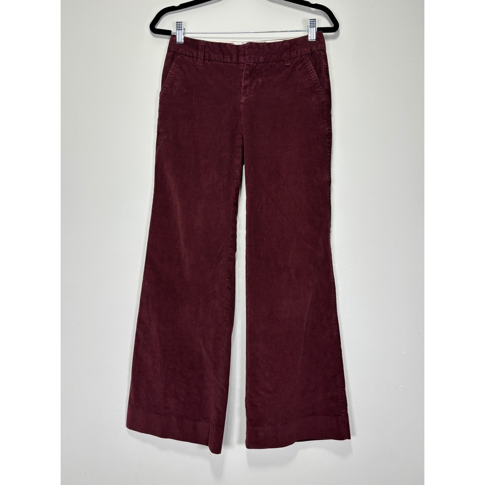 Gap Stretch Womens Burgundy Corduroy Wide Leg Pants Size 1